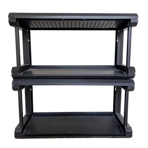 2 Allsop Plastic Stackable 25 CD Storage PS1 Desk Hanging Organizer Rack Black